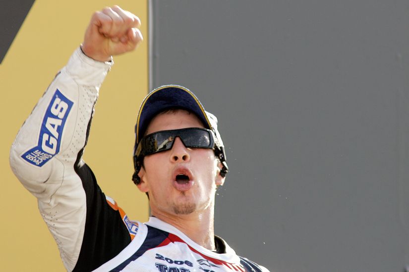 File image of Nicky Hayden celebrating on the podium after winning the MotoGP World Championship. Reuters