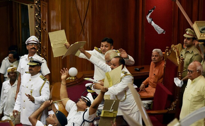 Uttar Pradesh assembly begins on a stromy note; Opp'n disrupt Governor's speech