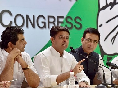 Congress leaders RPN Singh, Sachin Pilot, Randeep Surjewala and Jyotiraditya Scindia at a press conference. PTI