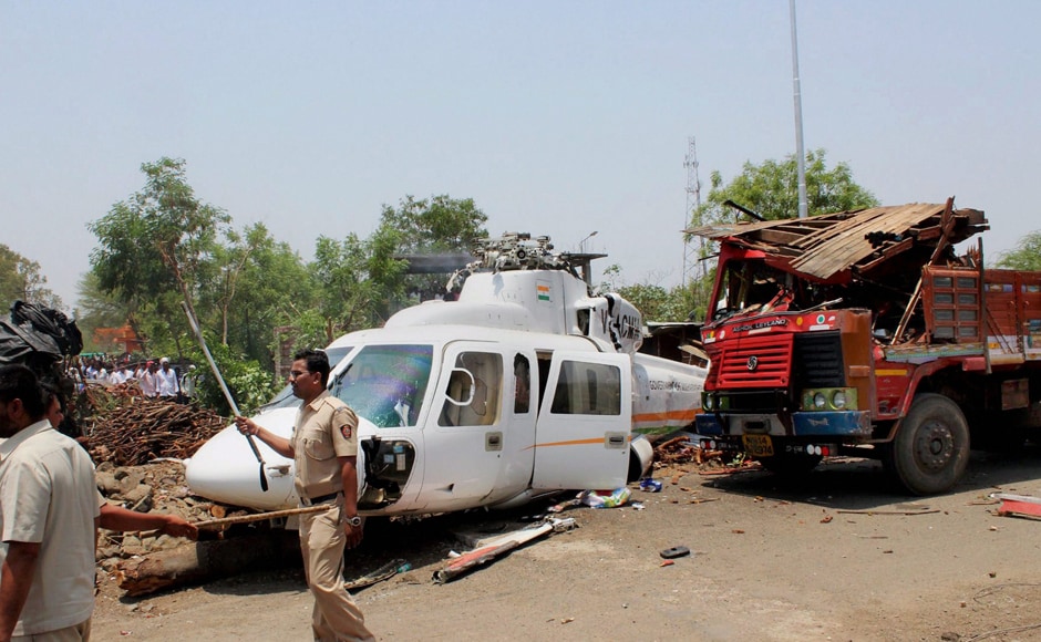 However, Fadnavis and his aides who were travelling with him all escaped unhurt. PTI However, Fadnavis and his aides who were travelling with him all escaped unhurt. PTI