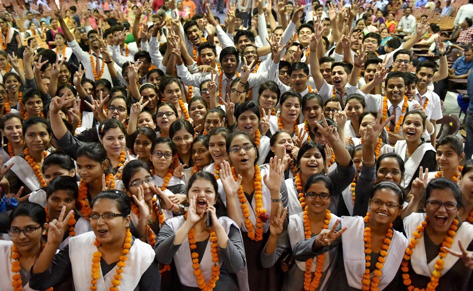 According to CBSE, a total of 87.5 percent girls passed the exams compared with 78 percent boys. Students celebrate their success at Rani Lakshmi Bai School in Lucknow. PTI According to CBSE, a total of 87.5 percent girls passed the exams compared with 78 percent boys. Students celebrate their success at Rani Lakshmi Bai School in Lucknow. PTI