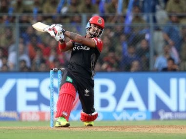 Pawan Negi of the Royal Challengers Bangalore plays a shot against Mumbai Indians. Sportzpics