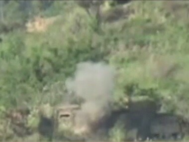 A screen grab of the video, which shows the Indian Army attacking Pakistani posts across LoC. CNN-News18.