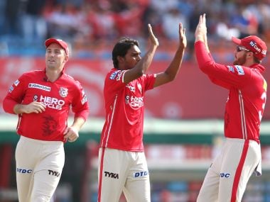 Sandeep Sharma of Kings XI Punjab celebrates Sam Billings' wicket. Sportzpics