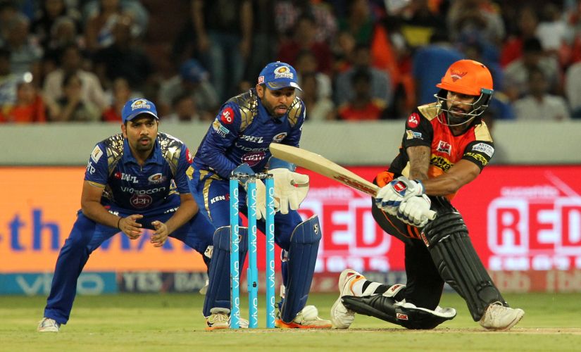 Shikhar Dhawan scored a half-century to help Sunrisers Hyderabad to a win over Mumbai Indians. Image Courtesy: SportzPics/IPL