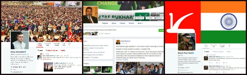 Active social media profiles of (L-R) Omar Abdullah, Altaf Bukhari, SP Vaid