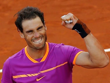 Spain's Rafael Nadal celebrates winning the final of the Madrid Open tennis tournament in two sets, 7-6 (10-8), 6-4, against Austria's Dominic Thiem. AP