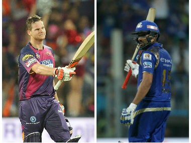 File photo of RPS skipper Steven Smith and MI skipper Rohit Sharma.