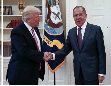 Donald Trump meeting with Russian Foreign Minister Sergey Lavrov in the Oval Office on 10 May