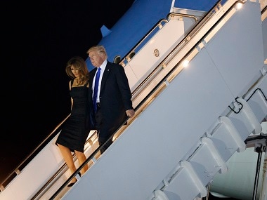 President Donald Trump and first lady Melania Trump arrives at Sigonella to attend G7 summit. AP