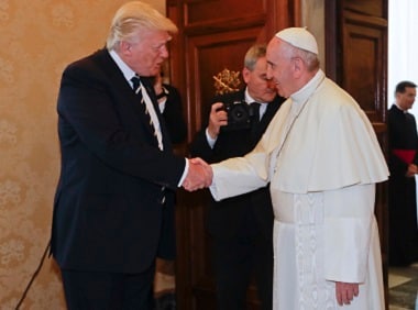 Pope Francis meets with President Donald Trump in Vatican. AP