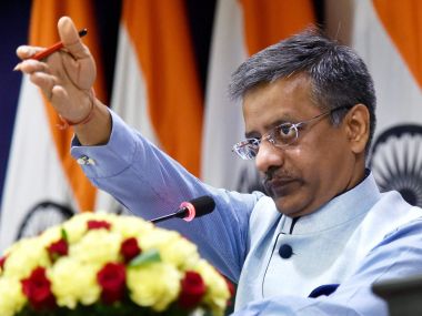 Gopal Baglay, spokesperson of the Ministry of External Affairs, addressing a press conference after ICJ verdict on Kulbhushan Jadhav on Thursday. PTI