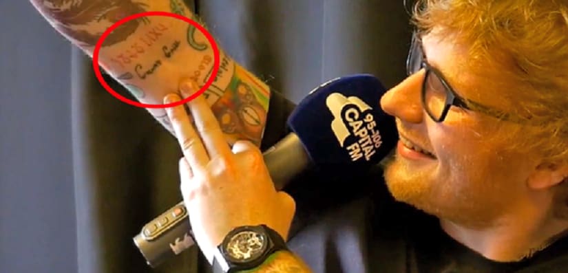 8. Ed Sheeran's "Galway Girl" finger tattoo - wide 8