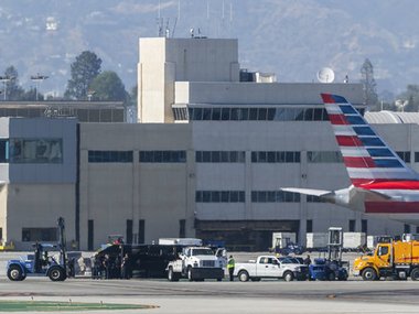 Plane crashes into airport truck at Los Angeles; 8 injured Plane crashes into airport truck at Los Angeles; 8 injured