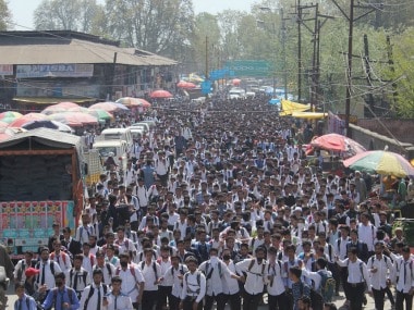 Student protesters in Srinagar. Firstpost/ Samir Yasir
