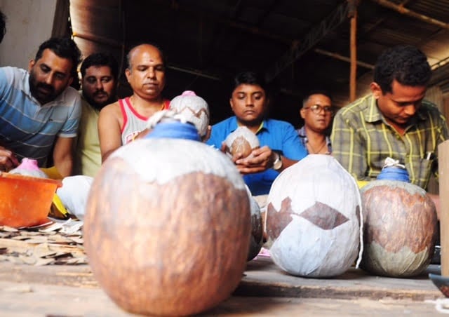 Fireworks being assembled ahead of Pooram. Image procured by author