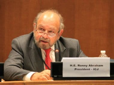 File image of ICJ President Judge Ronny Abraham. Image courtesy: Twitter