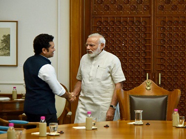 Sachin Tendulkar meets Narendra Modi, discusses his film Sachin: A Billion Dreams Sachin Tendulkar meets Narendra Modi, discusses his film Sachin: A Billion Dreams
