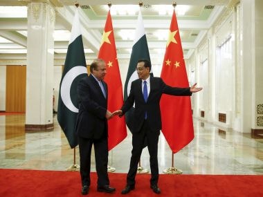 Chinese Premier Li Keqiang with Pakistani Prime Minister Nawaz Sharif in Beijing on Saturday. PTI
