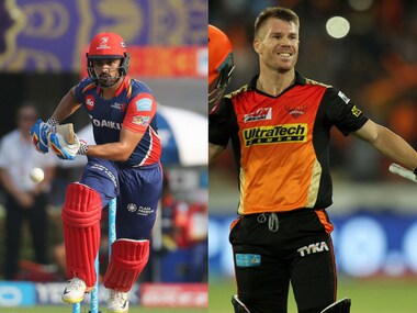 Stand-in captain of Delhi Daredevils Karun Nair (L) and SRH skipper David Warner. Spotzpics
