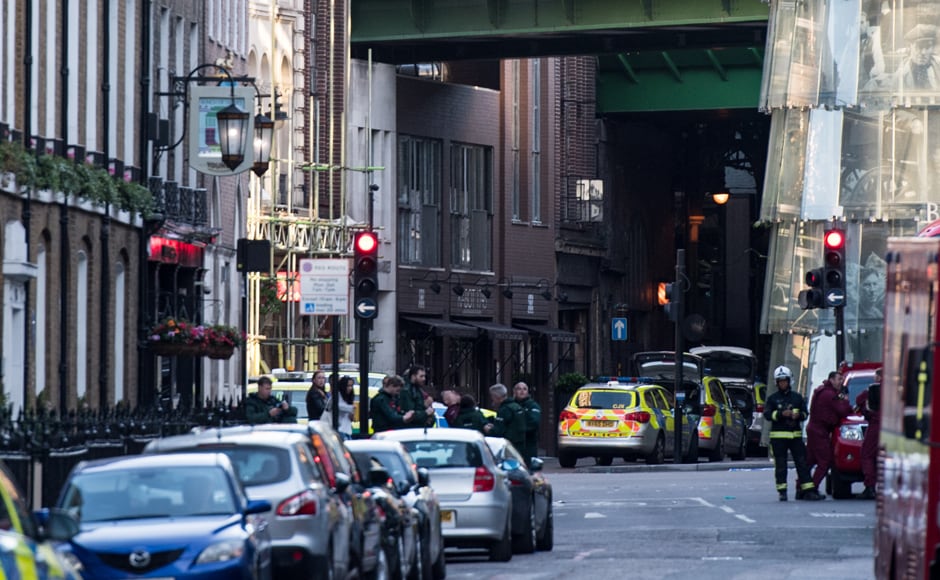 Police officers and emergency response vehicles gather on the street outside Borough Market on Sunday morning after a terror attack on London Bridge and the Borough area in London. Six people have been reportedly killed and three terror suspects shot dead by police following the attack on Saturday evening. AFP Police officers and emergency response vehicles gather on the street outside Borough Market on Sunday morning after a terror attack on London Bridge and the Borough area in London. Six people have been reportedly killed and three terror suspects shot dead by police following the attack on Saturday evening. AFP
