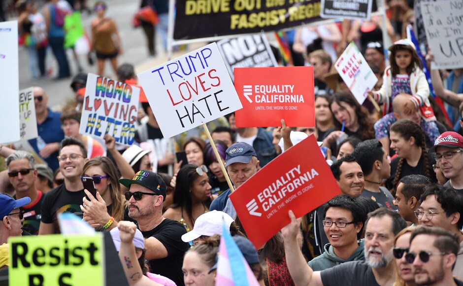 The activists complained that although Trump campaigned as a potential ally of gays and lesbians, he has stocked administration with many foes of LGBT-rights advances. Reuters The activists complained that although Trump campaigned as a potential ally of gays and lesbians, he has stocked administration with many foes of LGBT-rights advances. Reuters