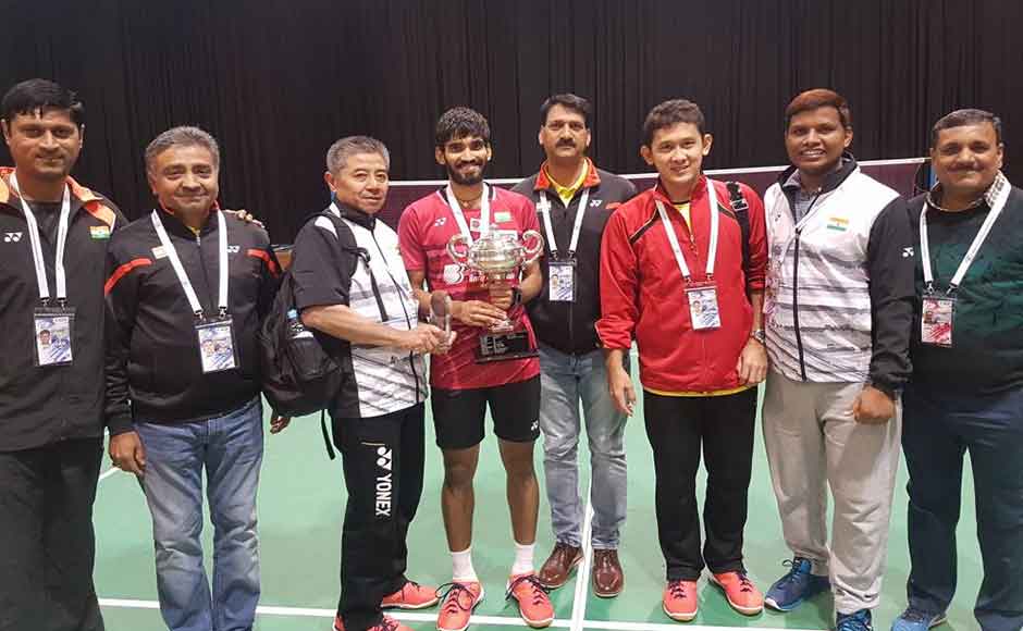 Srikanth emphasized on the importance of his coach Mulyo Handoyo(on Srikanth's left) in his training and having a simple approach to the game. Twitter/@BAI_Media