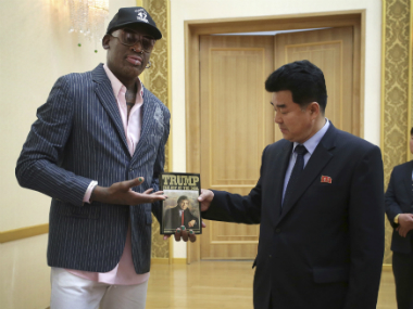Ex-NBA star Dennis Rodman returns from 'real good trip' to North Korea, gifts Trump book to sports minister Ex-NBA star Dennis Rodman returns from 'real good trip' to North Korea, gifts Trump book to sports minister