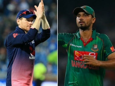England captain Eoin Morgan and Bangladesh captain Mashrafe Mortaza.