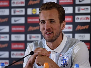 England's striker Harry Kane during a press conference. AFP