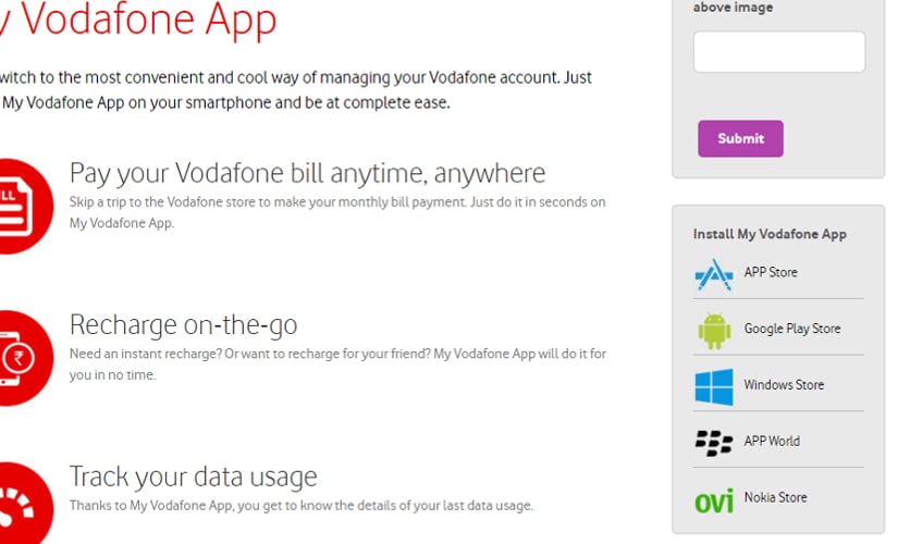 vodafone mobile broadband recharge amounts