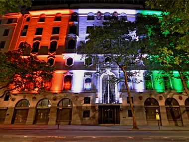 Indian High Commission building in London lit up in energy efficient tricolour Indian High Commission building in London lit up in energy efficient tricolour