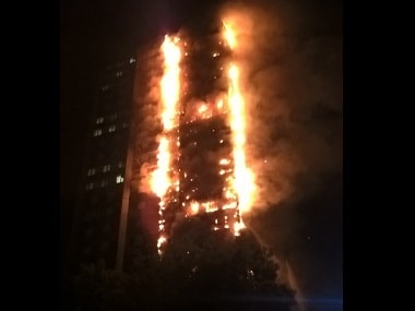 The 27-storey building in London. Image courtesy: Twitter/@LondonFire