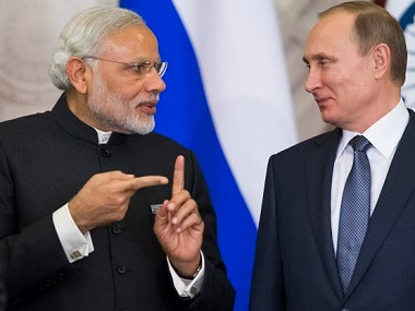 Prime Minister Narendra Modi (left) with Russian president Vladimir Putin. AP