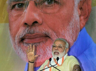 Narendra Modi at Sardar Vallabh Bhai airport in Ahmedabad on Wednesday. PTI