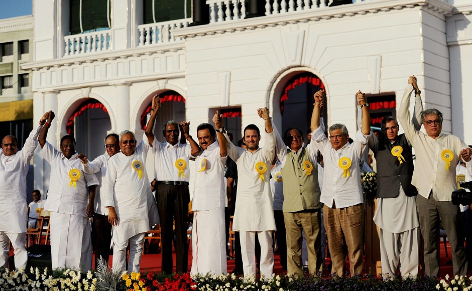 A galaxy of opposition leaders descended on Tamil Nadu capital to attend DMK chief M Karunanidhi's 94th birthday celebrations and diamond jubilee of his legislative carrer, amid efforts to forge a broad-based alliance ahead of the presidential poll. PTI A galaxy of opposition leaders descended on Tamil Nadu capital to attend DMK chief M Karunanidhi's 94th birthday celebrations and diamond jubilee of his legislative carrer, amid efforts to forge a broad-based alliance ahead of the presidential poll. PTI