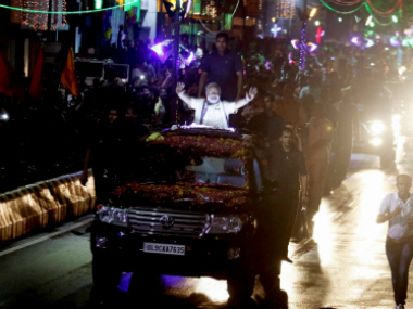 Modi In Rajkot Narendra Modi in Gujarat: PM gets a victor's welcome in Rajkot where he ...