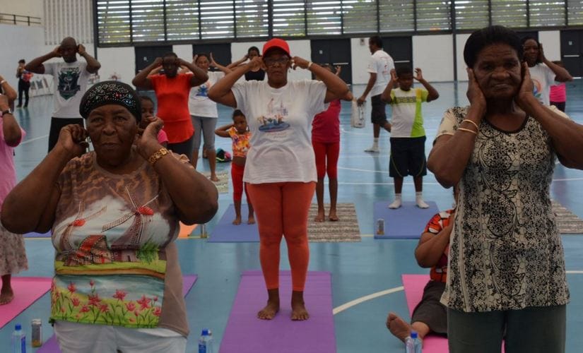 International Yoga Day celebrated in Seychelles. Twitter/ @hci_seychelles
