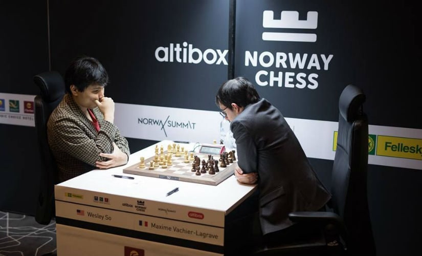 Wesley So and Maxime Vachier-Lagrave in action.