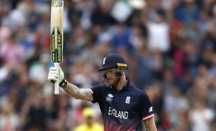 Englands Ben Stokes celebrates scoring his half century. Reuters
