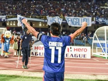 Sunil Chhetri signed a three-year deal to remain at Bengaluru FC. Twitter/@BengaluruFC