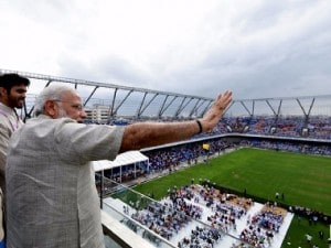 Prime Minister Narendra Modi inaugurated the TransStadia sports complex on Friday. Image courtesy: Twitter/@NarendraModi