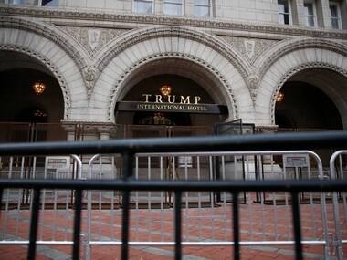 Security fences are seen outside the Trump International Hotel in Washington. Reuters