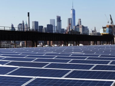 A rooftop covered with solar panels at the Brooklyn Navy Yard in New York. AP