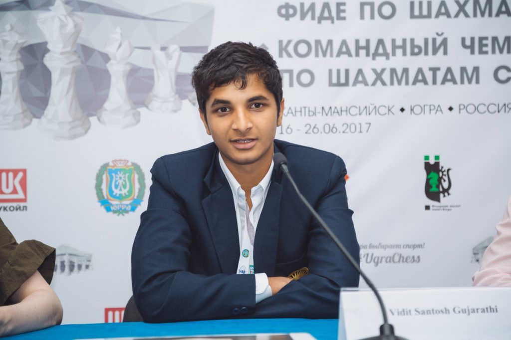 Vidit Gujrathi talking about his win against Radoslaw Wojtaszek (Image courtesy: FIDE)