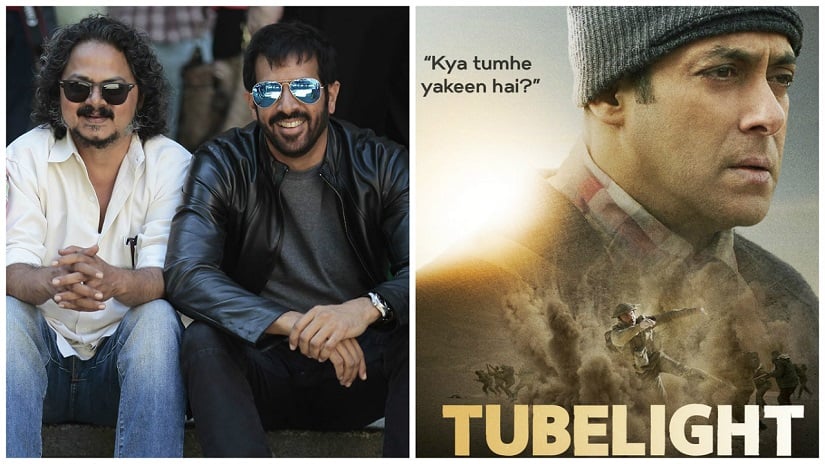 Aseem Mishra (L) with Kabir Khan; poster of Tubelight. Images via Facebook
