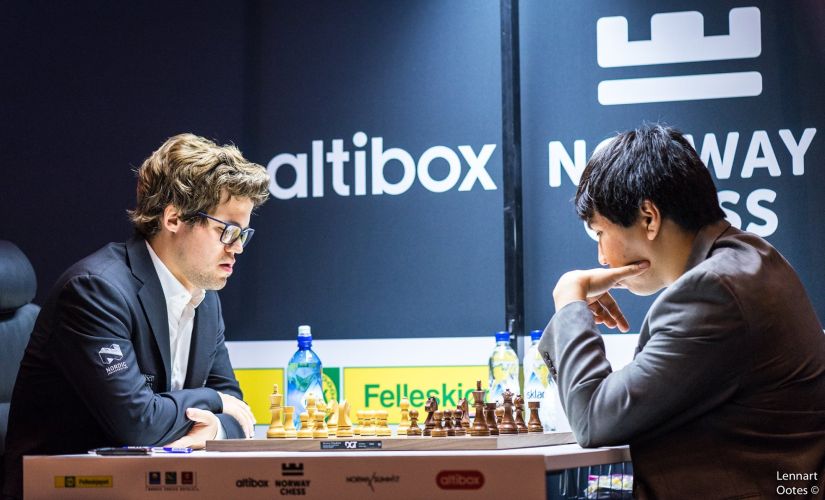One of the most high-anticipated matches of the first round was the one between Magnus Carlsen and Wesley So. Image courtesy: Lennart Ootes