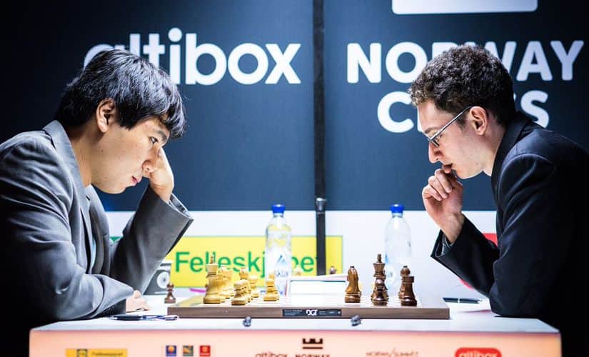 The other draw of the round was in the all-American clash between Wesley So and Fabiano Caruana. Image courtesy: Lennart Ootes