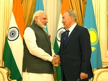 Prime Minister Narendra Modi with Kazakhstan President. Twitter/PMOIndia