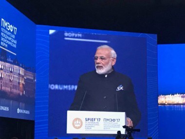 Prime Minister Narendra Modi speaking at SPIEF. Twitter/@PMOIndia